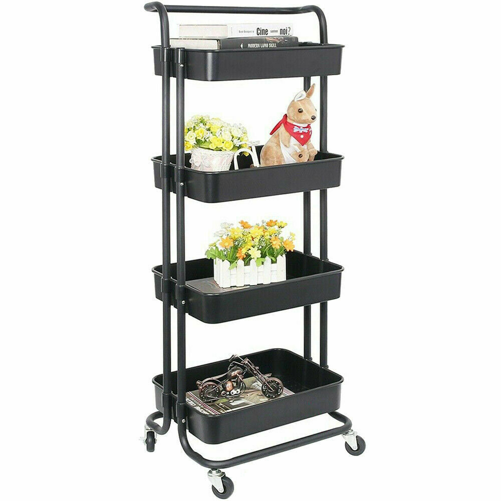 3/4 Tier Portable Kitchen Salon Spa Trolley Cart Storage Rack Rolling Wheels UK
