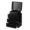 Black White LED Light 3 Drawers Bedside Table High Gloss Cabinet Side End Table