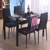 Tempered Glass Top Dining Table Chair Set Black/White 4/6 Kitchen Leather Chairs