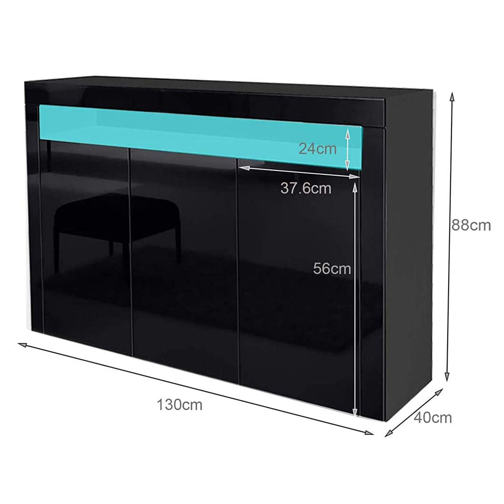 2/3 Doors Sideboard Kitchen Buffet High Gloss Matt Body LED Storage Cabinet UK