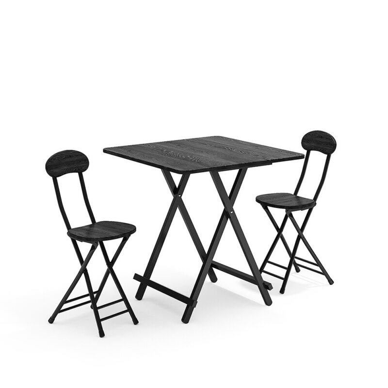 Folding Side Dining Table 2/4/6 Chairs Foldable Design Wood Grain Dinette Stools