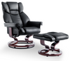 Leather Swivel Chair Recliner Armchair Home Lounge Sofa Chair With Footstool