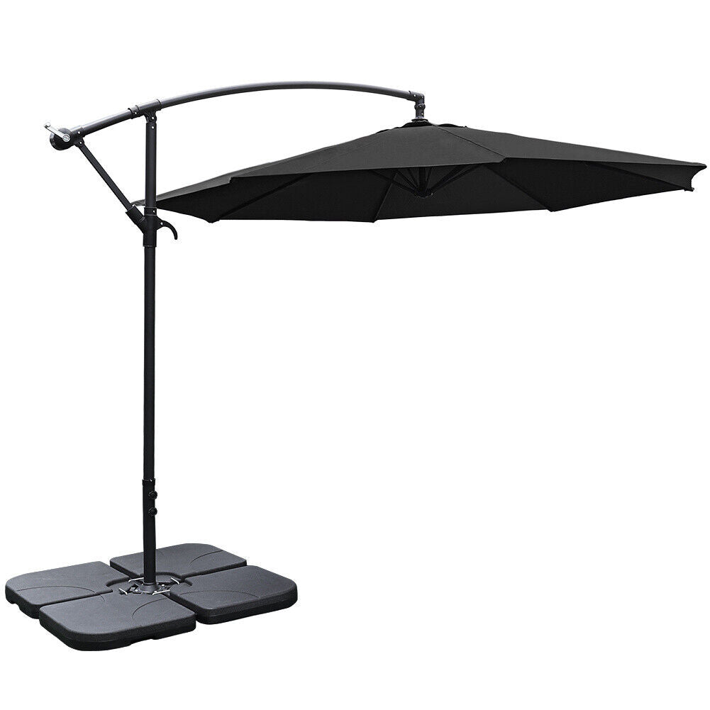 3M Banana Cantilever Umbrella Garden Parasol Sun Shade Patio Hanging Tilt Crank