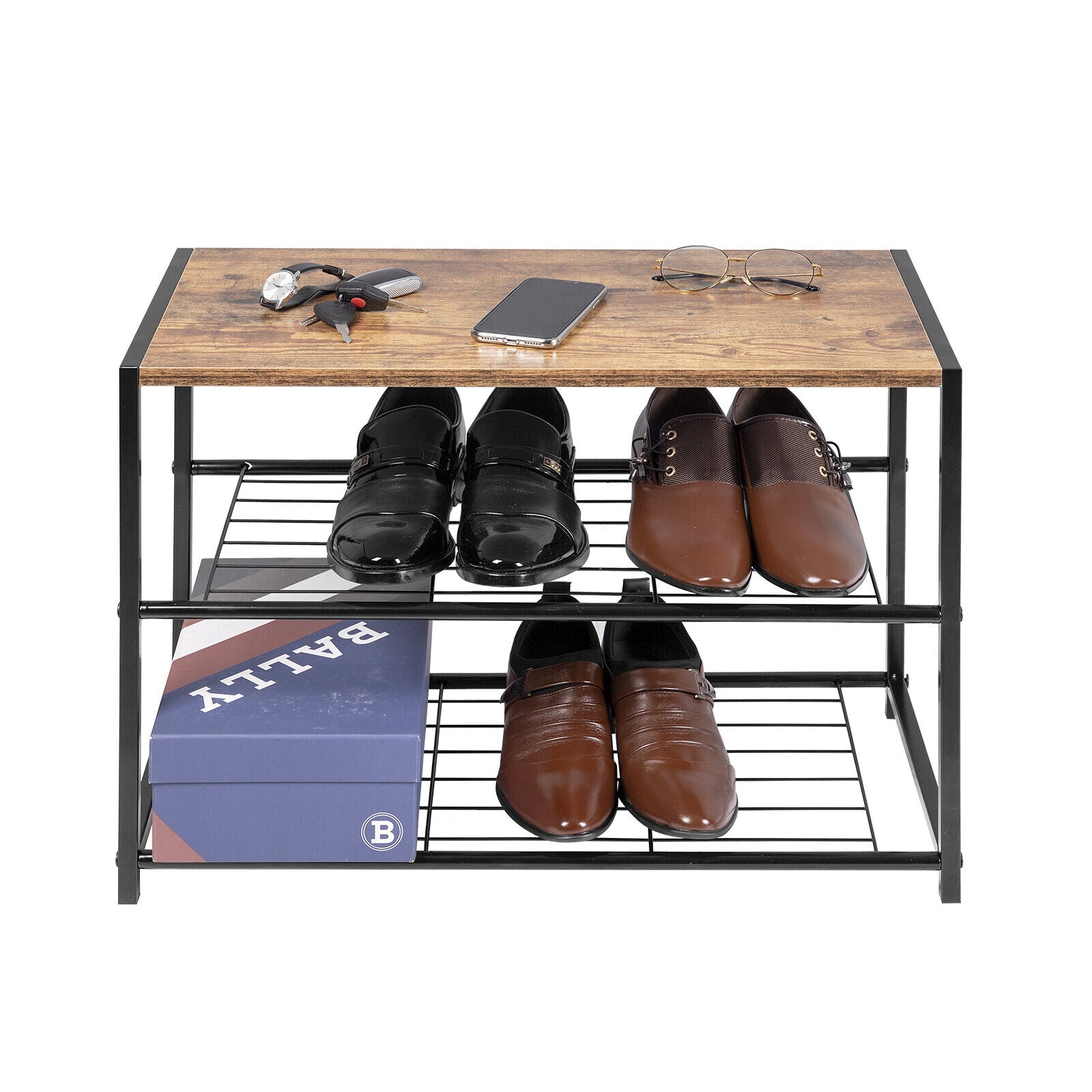 3 Tier Shoe Rack Bench Organiser Stand Storage Shelving Seat Unit Home Hallway