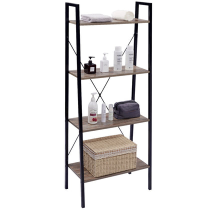 4-Tier Storage Rack Bookcase Display Plants Stand Shelf Metal Frame Ladder Shelf
