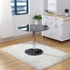 High Gloss Dining Table Set Glass with Faux Leather Industrial Style Chairs Seat