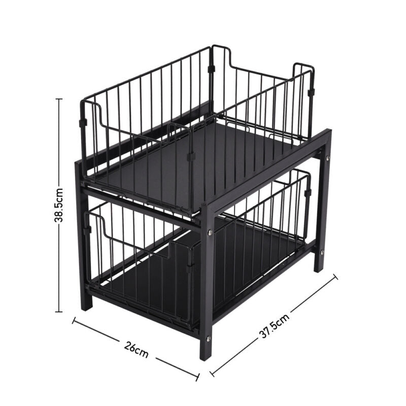 Pull-out Drawers Under Sink Kitchen Bathroom Shelf Organiser Cupboard Tidy Rack