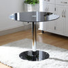 Grey Faux Leather Dining Chairs Kitchen 2-4 Seater Round Glass Dining Table Set