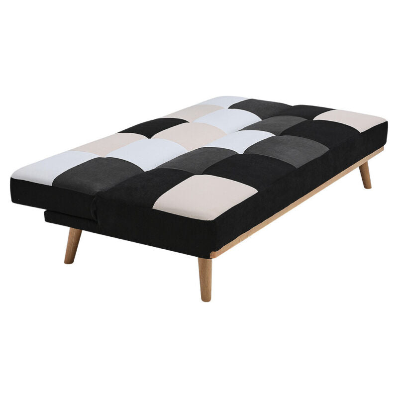 Asjustable Fabric Sofa Bed 3 Seater Wooden Frame Click Clack Sofabed Recliner