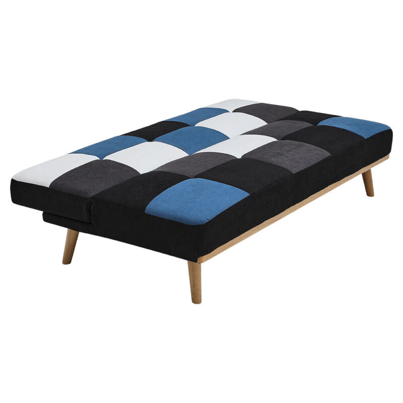 Asjustable Fabric Sofa Bed 3 Seater Wooden Frame Click Clack Sofabed Recliner