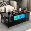 High Gloss Coffee Table With Storage 2 Drawers Living Room Furniture Led Lights