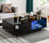 Wooden LED Coffee Table With Storage High Gloss Drawers Living Room + RGB Lights