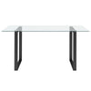 Rectangular Clear Tempered Glass Dining Table Metal Legs Dining Room Kitchen
