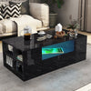 High Gloss Coffee Table With Storage 2 Drawers Living Room Furniture Led Lights