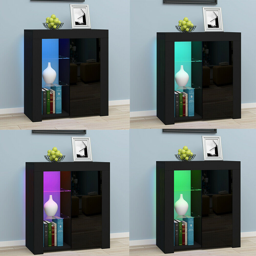 Modern Cabinet Cupboard sideboard - Matt Body and High Gloss Doors RGB LED Light