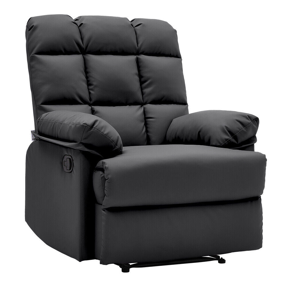 Manual Recliner Armchair PU/Velvet Sofa Reclining Chair with Adjustable Footrest