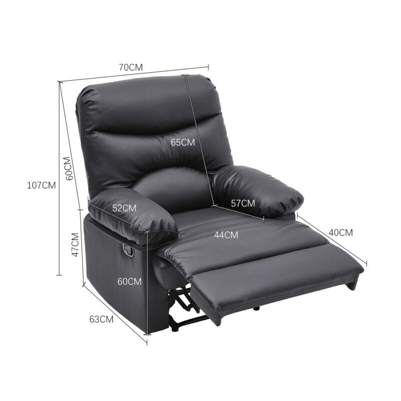 High Back Velvet Tub Armchair Leather Recliner Padded Lounge Chair Sleeping Sofa