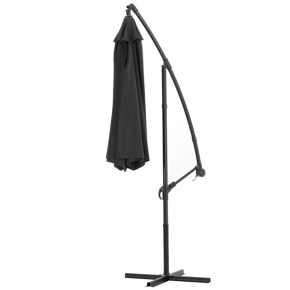 3M Garden Parasol Outdoor Sun Shade Hanging Banana Umbrella Cantilever with Base