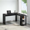 L-Shaped Home Office Desk Corner Computer Desk Black/White for Home Study Work