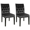 2X High Back Velvet Fabric Buttoned Back Dining Chairs Soft Side Chair Wood Legs