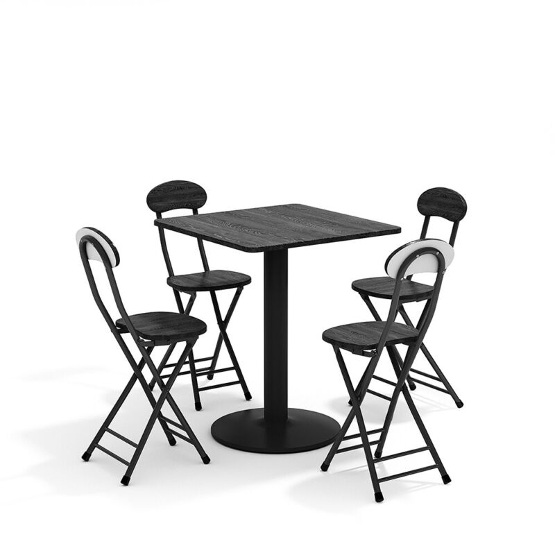Breakfast Bar Table & 2/4 Folding Stool Chairs Set Kitchen Dining Room Furniture