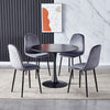 White/Grey Round Table & 2/4 Velvet Dining Chairs Seat Home Office Lounge Set UK