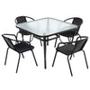 Garden Patio Square Table and 2/4 Stacking Chairs Outdoor Bistro Furniture Set