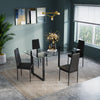 4/6/8Seater Faux Leather Dining Chair SquareBase Tempered Glass Dining Table Set