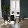 4/6/8Seater Faux Leather Dining Chair SquareBase Tempered Glass Dining Table Set