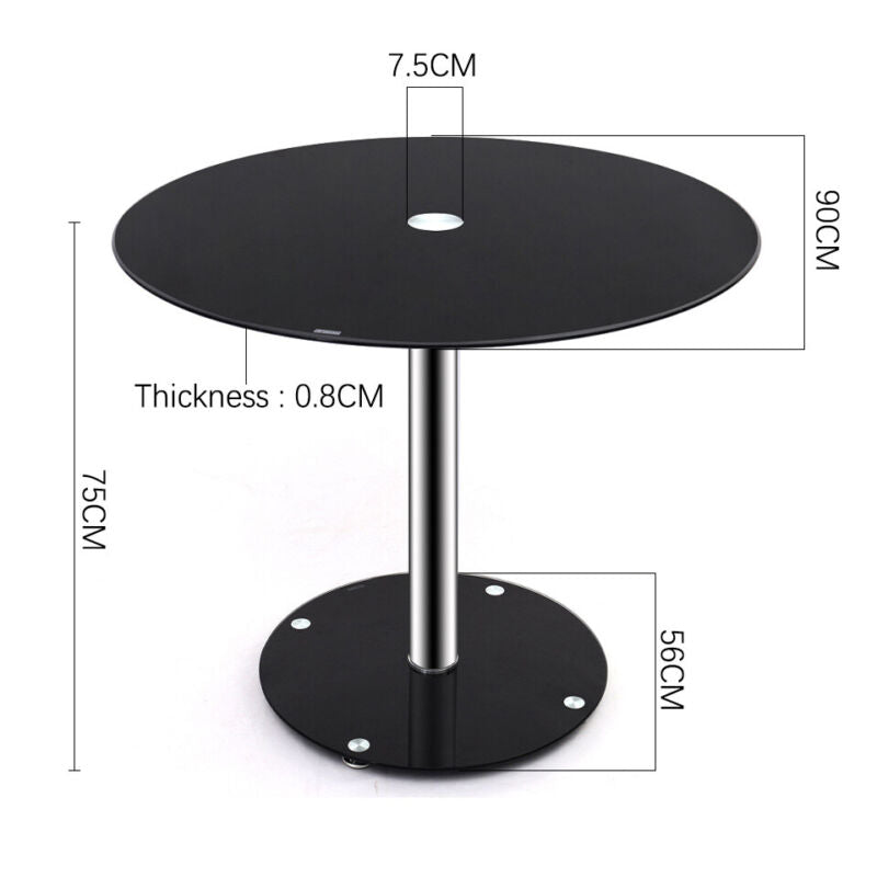 Round Glass Dining Table with 4/2 Chairs Office Home Living Room Kitchen Seats