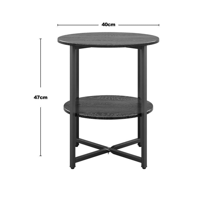 Round Bedside Table Cabinet Side End Coffee Tea Table Nightstand Storage Shelf