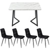 Modern Dining Table and 4 Chairs Set with Metal legs Dining Room Kitchen NS
