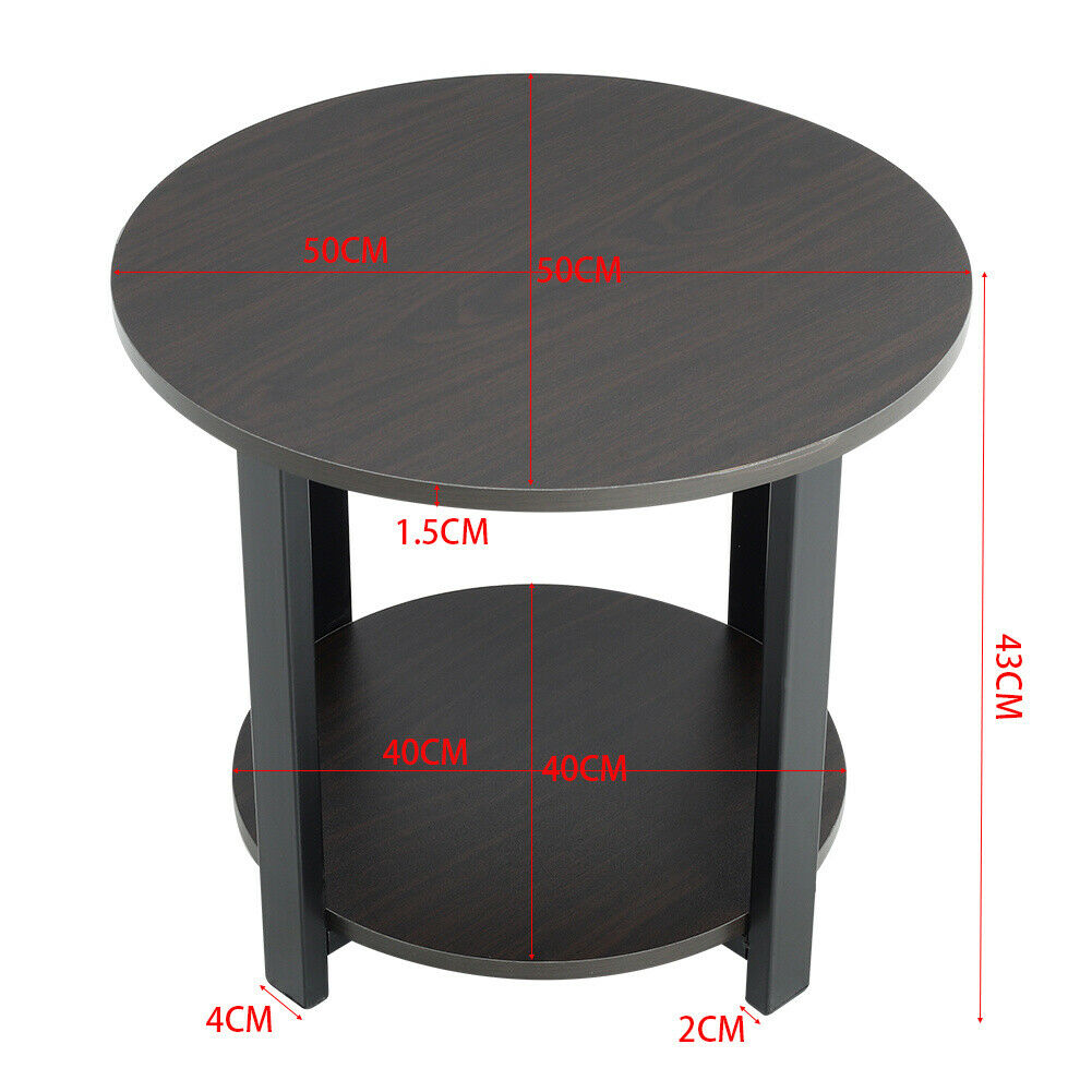 2 Tiers Coffee Table Sofa Side End Modern Tea Desk Storage Shelf for Living Room