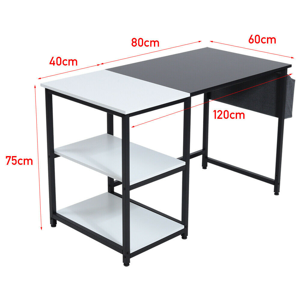 120/140cm Computer Desk PC Table Laptop Bookshelf Corner Writing Office Shelf UK
