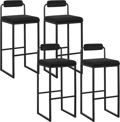 4 pc Vevet Bar Stools W/ Back Rest Kitchen Dining Furniture Bar Chairs