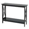 Wooden Console Table 2 Tier Hallway Living Room Side Table Storage Bottom Shelf
