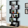 Wood Bookcase Bookshelf S Shape 6 Tier Shelves Free Standing Shelving Storage