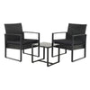 NEW 3 Piece Rattan Garden Furniture Bistro Set Chair Coffee Table Patio Cushions