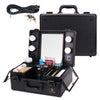 Lockable Makeup Case LED Lighted Table Desk Vanity Mirror 2-Tier Tray Carrying