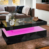 High Gloss LED Coffee Table With Storage 2 Drawers Modern Living Room Furniture