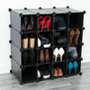 Interlocking 16 Compartment Shoe Organiser Storage Cube Rack Black White Design
