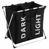 Laundry Basket Aluminium Frame Folding Double Hamper Washing Storage Sorter Bin