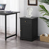 Bedside Table w/ Drawer & Door, Bedside Cabinet Nightstand,End Table White/Black