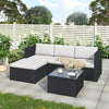 L-shaped Corner Sofa Glass Table Stool Rattan Garden Furniture Patio Lounge Set