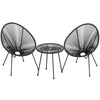 Set of 3 Indoor Outdoor Furniture Garden Patio String Egg Chair & Coffee Table