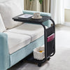 C Shaped Side Table with Wheels for Living Room Mobile Sofa Side End Tables