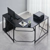 L-shaped Corner Computer Desk Office Workstation Metal Leg Home Table&Stand MDF