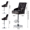 Luxury Black Grey Velvet Swivel Bar Stool Lion Knocker & Cross Stitch High Back