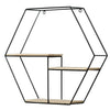 Wall Mounted Storage Shelf Hexagon Metal Wood Floating Storage Rack Display Unit