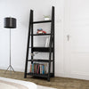 Contemporary Ladder Style Bookcase 4 Shelf Unit in Black Grey Oak White